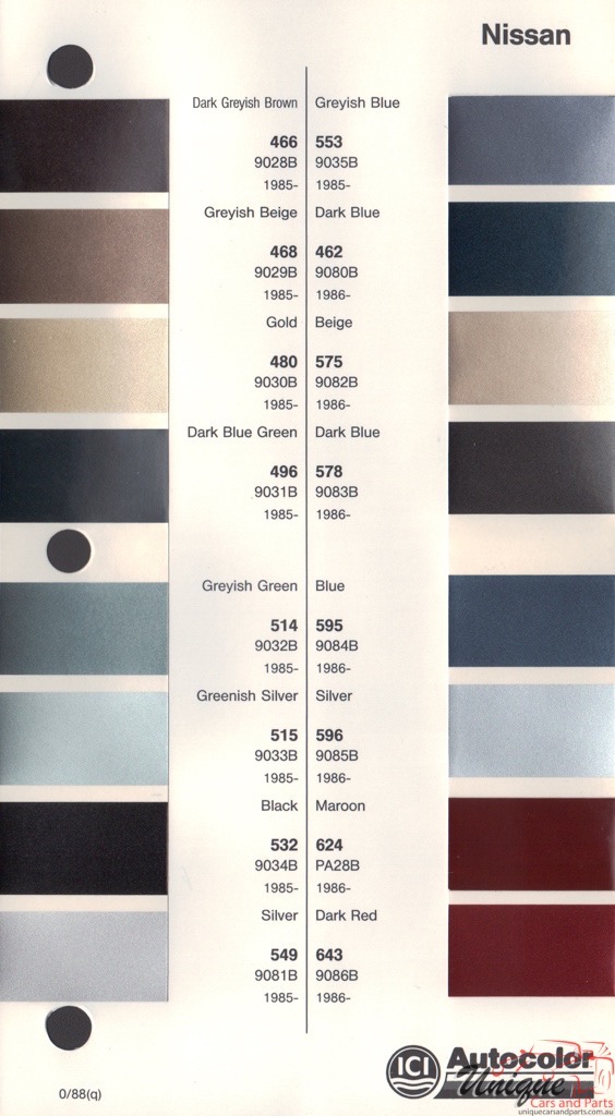 1985-1988 Nissan Paint Charts Autocolor